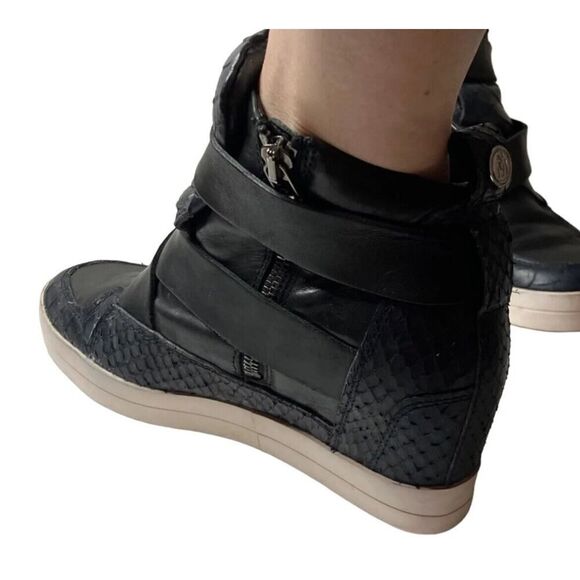 Michalsky For Kennel Schmenger Luxury Leather Blue High Sneakers RARE US M5.5/W7 - Picture 4 of 10